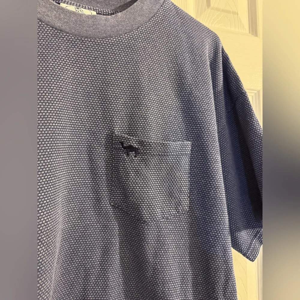Rare Vintage 1996 Camel Blue Textured Pocket Tee Made USA XL Cotton Blend